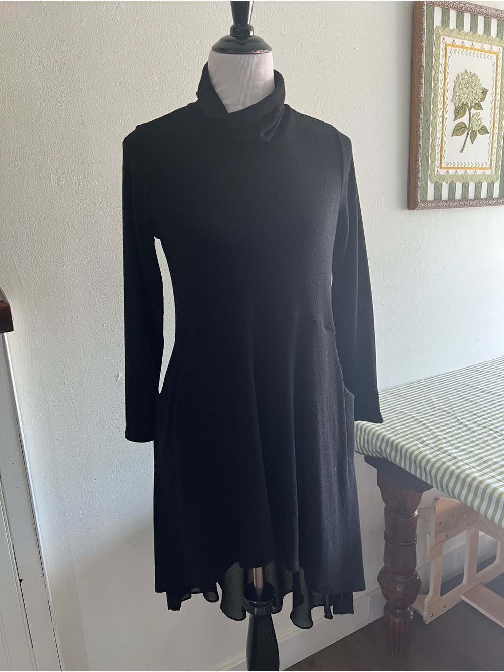 Soft Surroundings Black Long-Sleeve Turtleneck Flare Dress